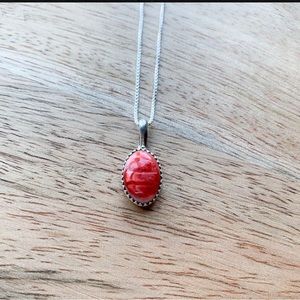 Spiny oyster Sterling Silver Native American Petite Pendant & 16” Chain